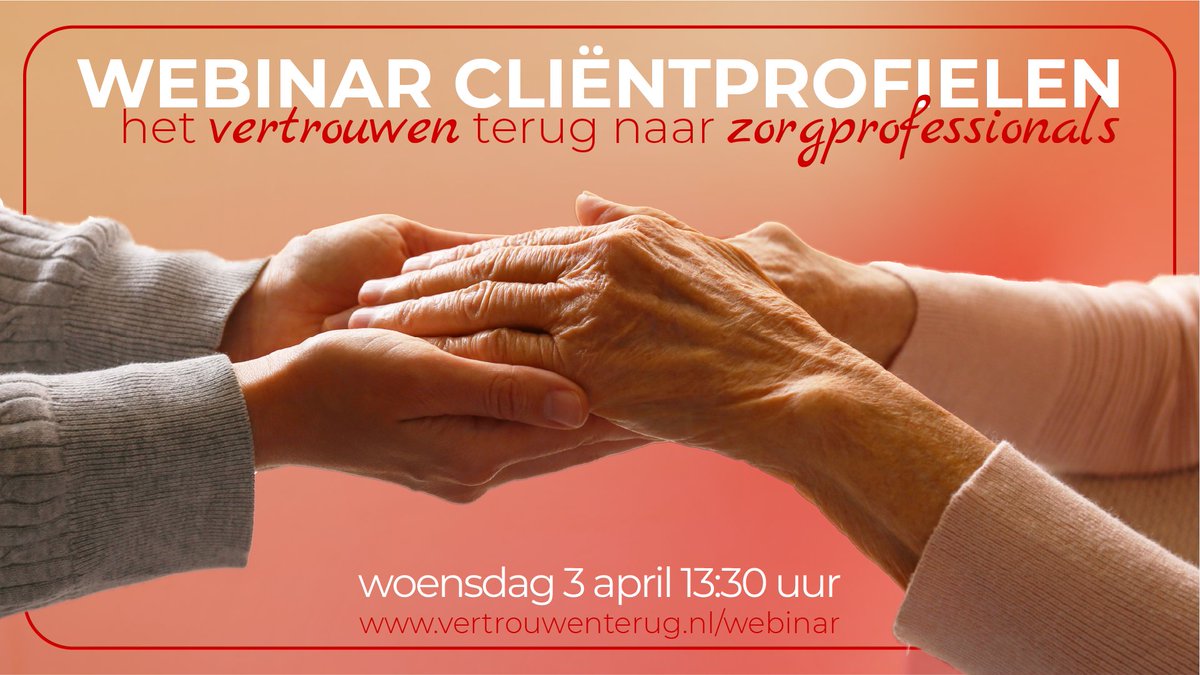 Morgen om 13:30 gaan we live met het webinar over #cliëntprofielen. Ben je er bij?
vertrouwenterug.nl/webinar