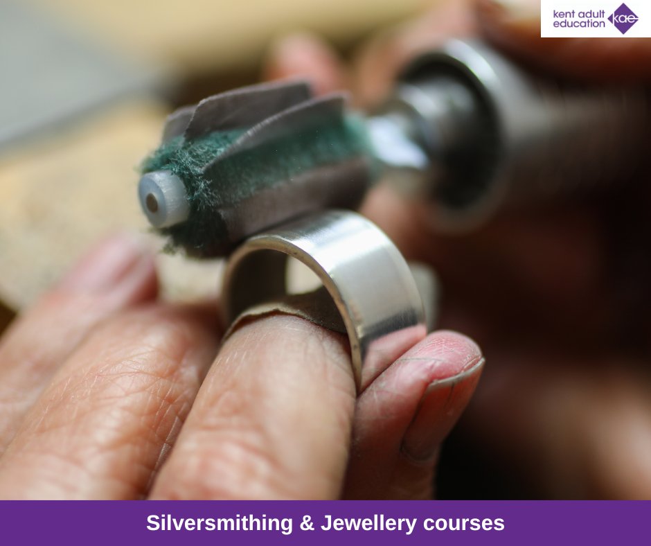 Craft unique hand-made pieces of jewellery on our Silversmithing & Jewellery courses. Learn to shape, solder and polish silver, while working on your own individual project. Find out more: ow.ly/Yzne50Qiq2c #Kent #AdultEd #AdultEducation #Silversmithing