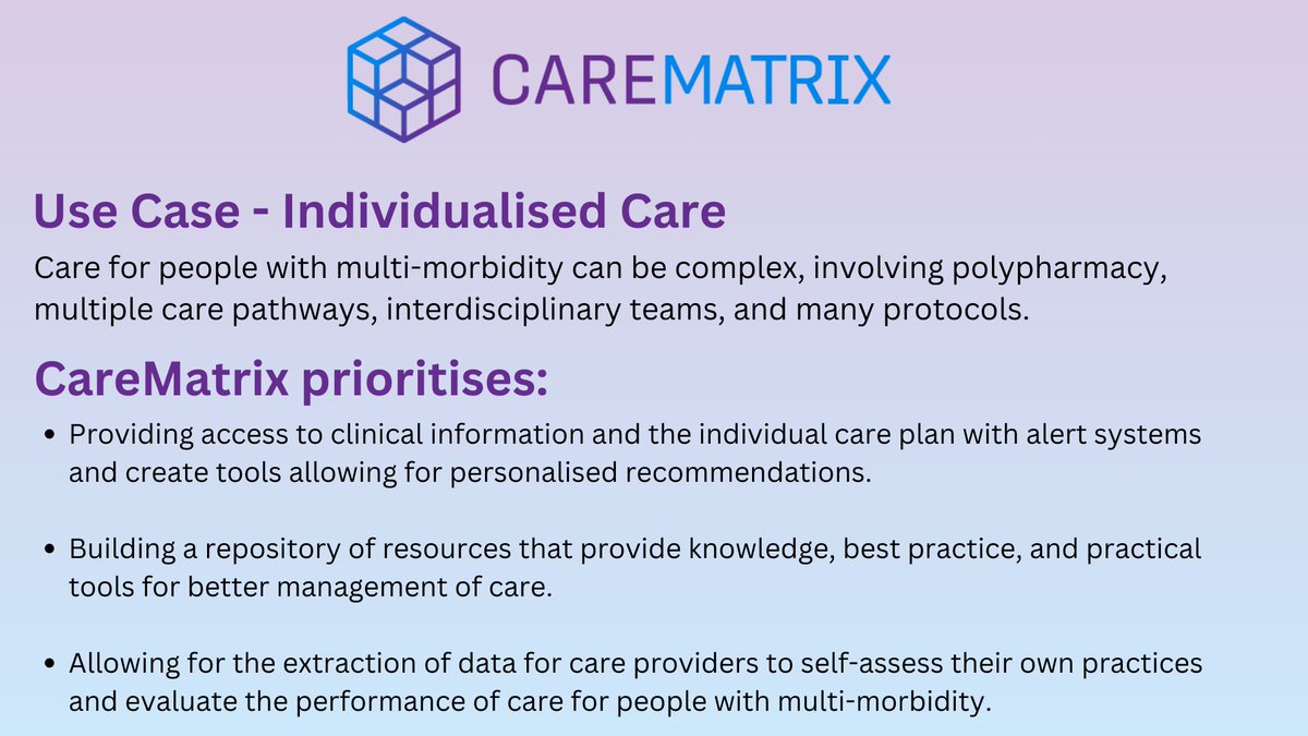 CareMatrix_PCP's tweet image. Care for people with multimorbidity can be complex, involving polypharmacy, multiple care pathways, interdisciplinary teams, and many protocols.

See how CareMatrix is establishing new ways to help people with multimorbidity.

🔗carematrix.eu/use-cases/