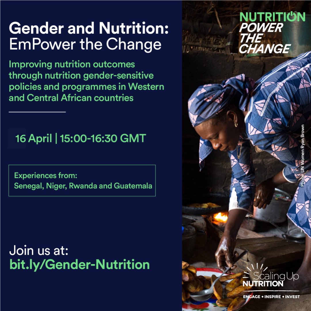 #WomensMonth might be over, but our commitment to closing the #GenderNutritionGap isn't. Join the 1st session of our webinar series 'Gender & NutritiON: Em #PowerTheChange' to hear how 🇸🇳🇳🇪🇷🇼🇬🇹 are improving nutrition through gender-sensitive policies. 🔗bit.ly/Gender-Nutriti…