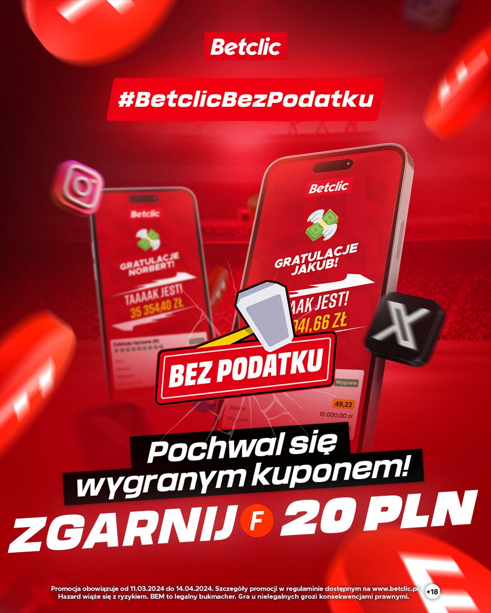 BetclicPolska's tweet photo. Wielkanocne kupony dopisały? 🐣

👉 Wstaw screen wygranego kuponu i dodaj #BetclicBezPodatku
👉 Podaj login w Betclic i podaj dalej wpis

💸W środę (03.04) po 12:00 nagrodzimy 5 wybranych kuponów
📋 Regulamin: https://t.co/zPBP7lp0qe https://t.co/frG6wKCxpg