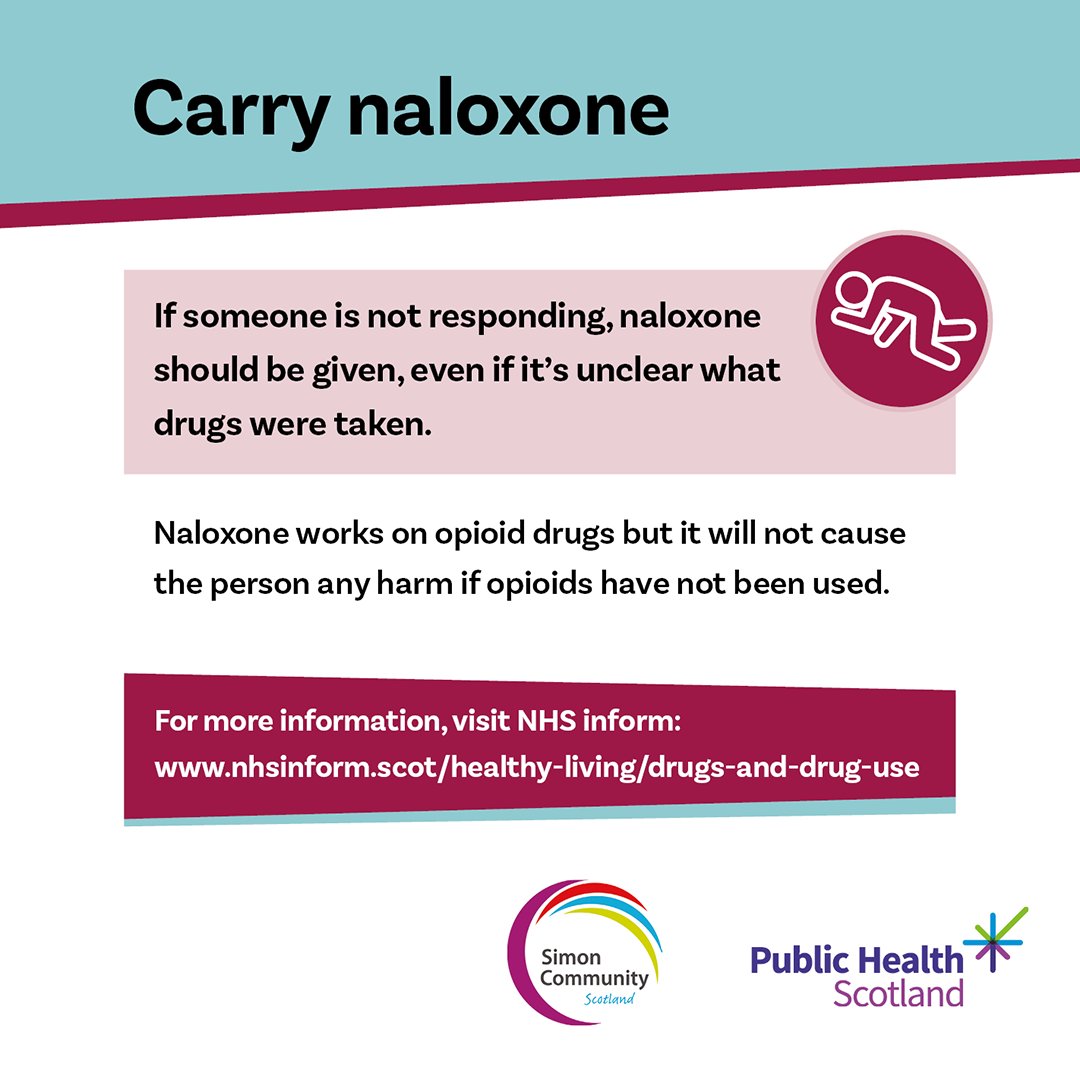 You can save a life by carrying naloxone, a medicine that can temporarily reverse the effects of an opioid overdose. It can be given to anyone who is unresponsive, even when you don’t know what drugs have been taken. Find out more here: publichealthscotland.scot/publications/h… #HarmReduction