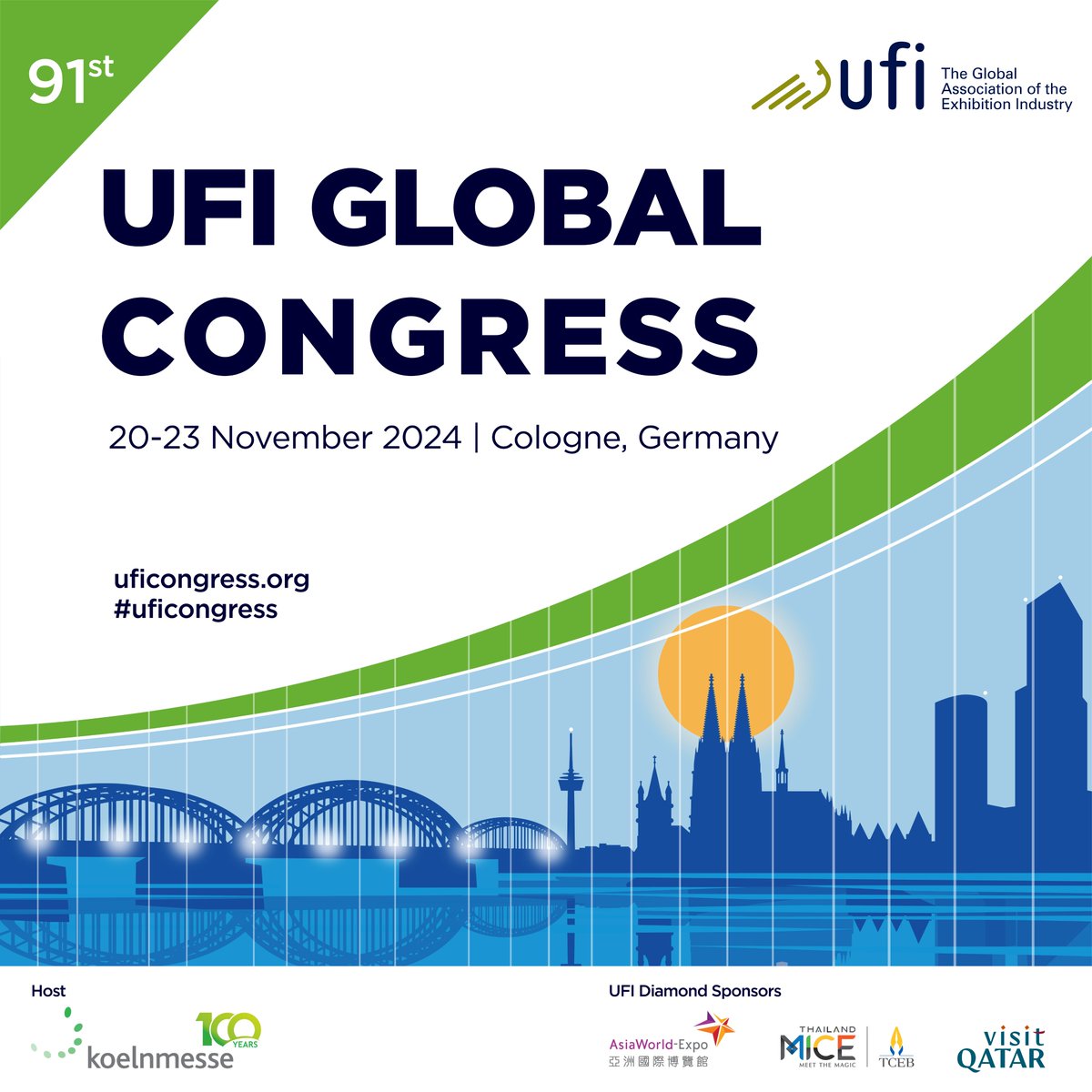 🥳 Registration for the 91st UFI Global Congress is now OPEN! 📅 Join us from 20-23 November 2024, hosted by @Koelnmesse, for our industry's most important annual gathering. 🔗 Secure your spot now: uficongress.org #ufi #ufievents #uficongress #koelnmesse #eventprofs