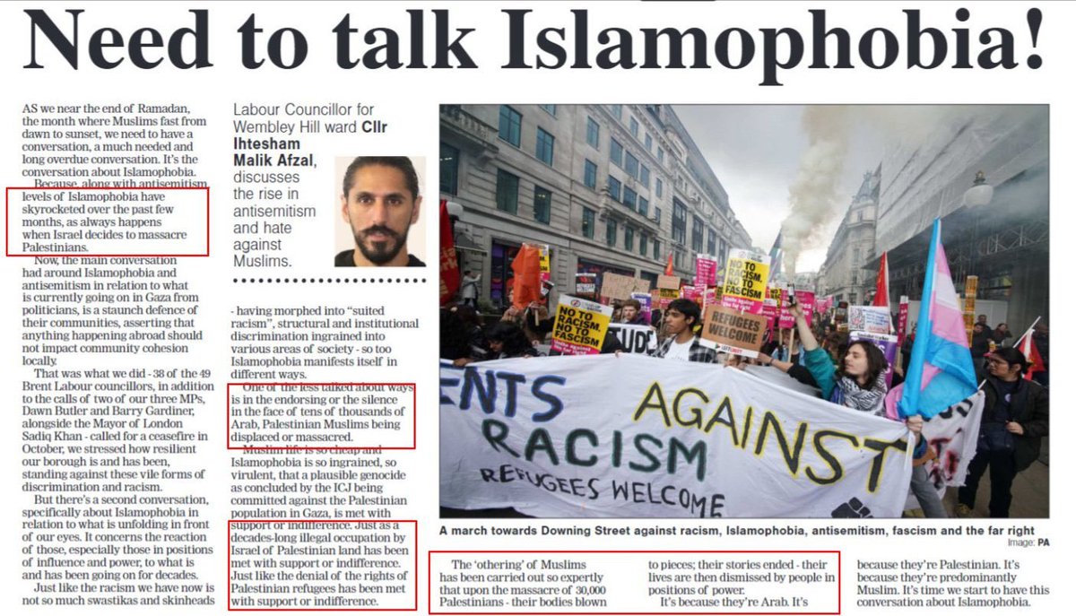 Ihtesham Malik @Ihtesham_Afzal is a @UKLabour Councillor for Wembley Hill in Brent. He complains of Islamophobia, while at the same time, according to @KosherCockney committing 'blood libel' against Jews. His piece lacks facts & drips in anti-Semitism. Apparently they are dead