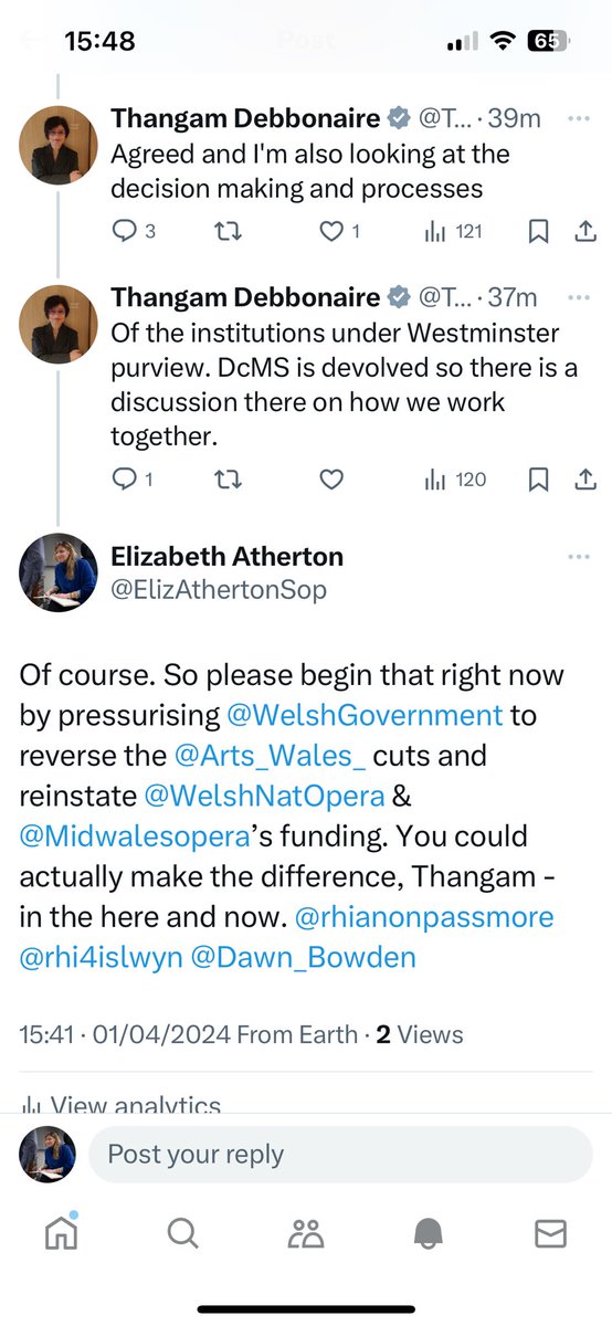 Precisely, @BluntThomas. I truly hope that @ThangamMP shows us that she means business here and talks some sense into her Labour colleagues in @WelshGovernment who are currently presiding over the demise of the entire #Opera industry in Wales. She could act right now… #SaveWNO