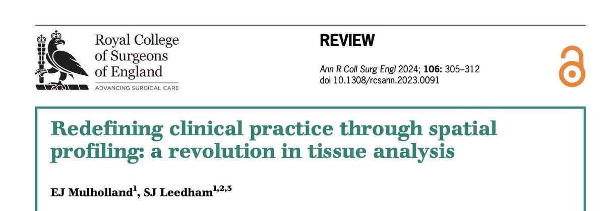 The Must Reference(!!) Review Paper of the year has just landed 'Redefining clinical practice through spatial profiling: a revolution in tissue analysis' <a href="/RCSnews/">The Royal College of Surgeons of England</a> #spatial #SpatialBiology #imaging 🔬
doi.org/10.1308/rcsann…