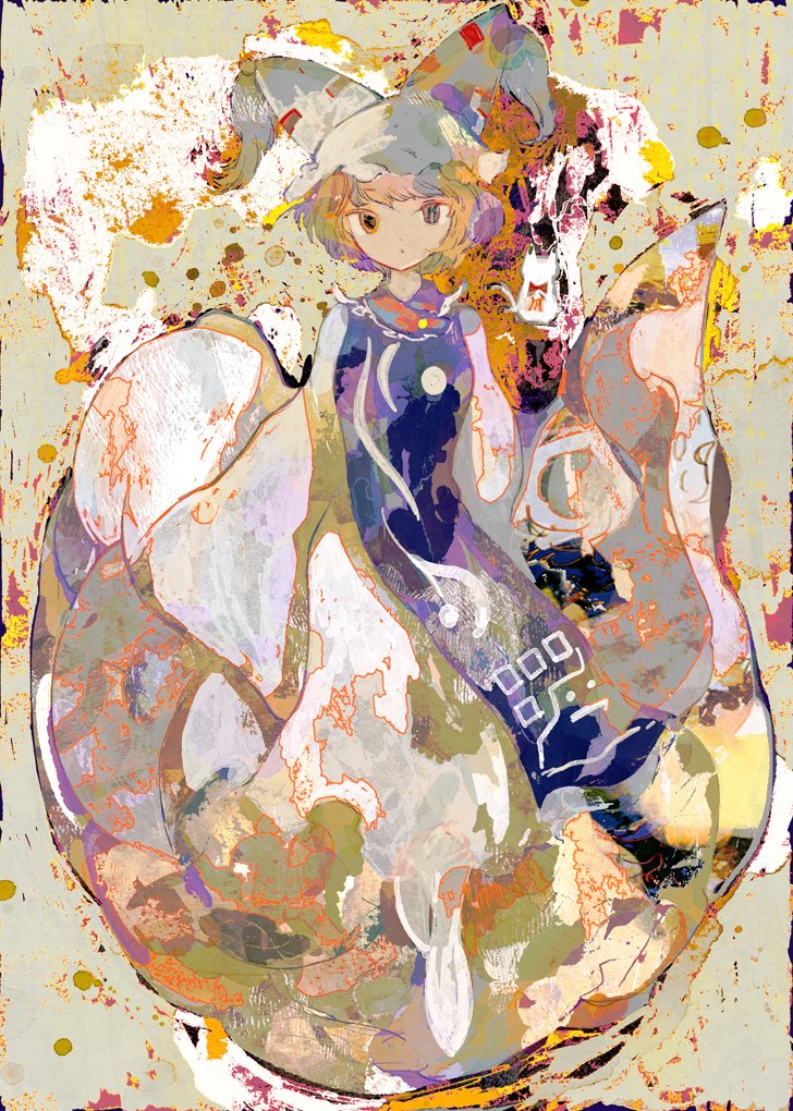 yakumo ran 1girl solo looking at viewer short hair blonde hair long sleeves dress  illustration images