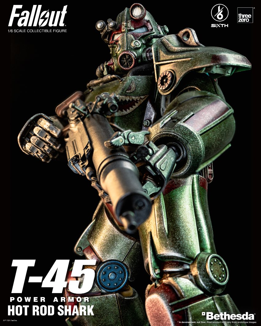 Fallout 1/6 T-45 Hot Rod Shark Power Armor will start its pre-order on 9 Apr 2024 at 9pm EDT at threezero Store! bit.ly/T45HotRodShark… #threezero #Bethesda #Fallout #SiXTH #T45PowerArmor #HotRodShark #actionfigures #collectibles #toys