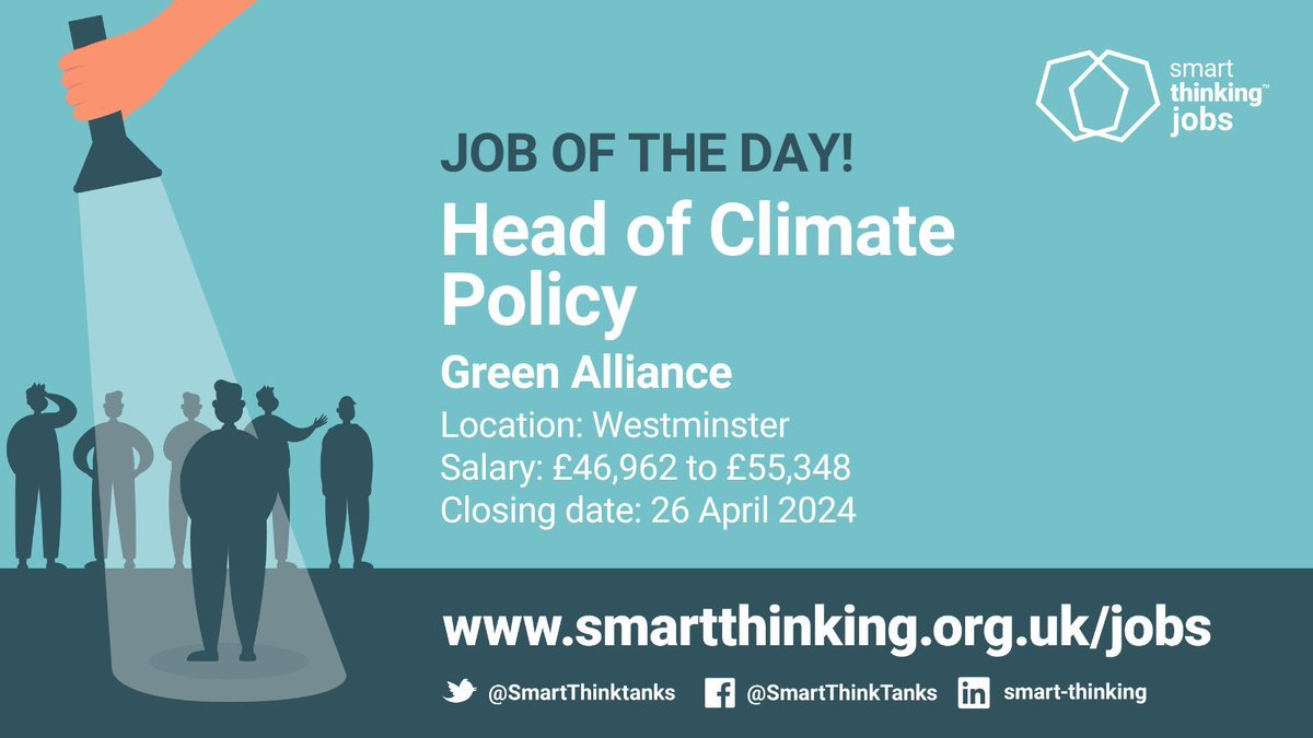 JOB ALERT! Join @GreenAllianceUK as their Head of Climate Policy! Lead the UK's decarbonisation efforts, influence policies, and champion sustainable change. Be at the forefront of environmental advocacy and help shape a greener future. Apply: buff.ly/3PDtIub