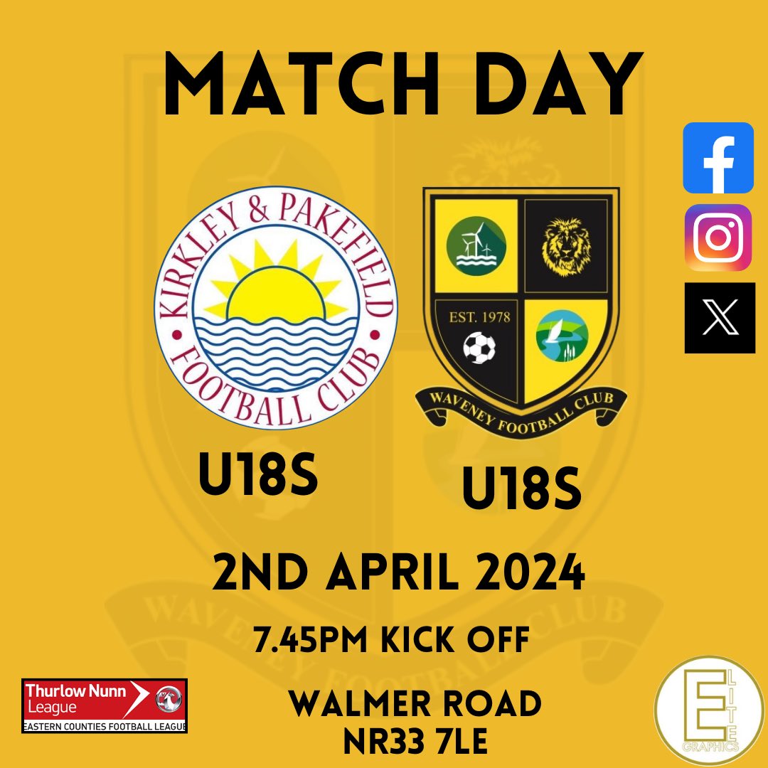 Last game of the season this evening for our Under 18’s as they take on @KPFCOfficial .Come down to Walmer Road and support the boys! #wearewaveneyfc