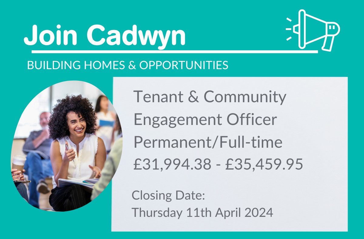 New week, new role📢 We're recruiting for an incredibly exciting position as a Tenant & Engagement Officer to work directly with our residents and deliver our engagement plan 🏡💬 Sound like the job for you? Find out more 👉 bit.ly/3Tyylal