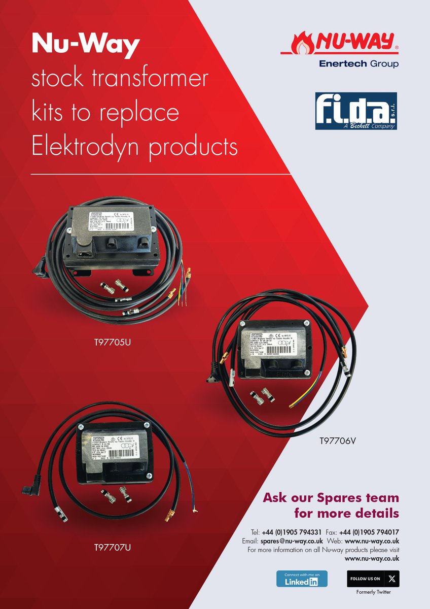 If you require a replacement for your Elektrodyn transformer, there is no need to search any further! Nu-way provides Fida transformer replacement kits for both gas and oil burners. For information on stock and availability, please get in touch with our spares team.