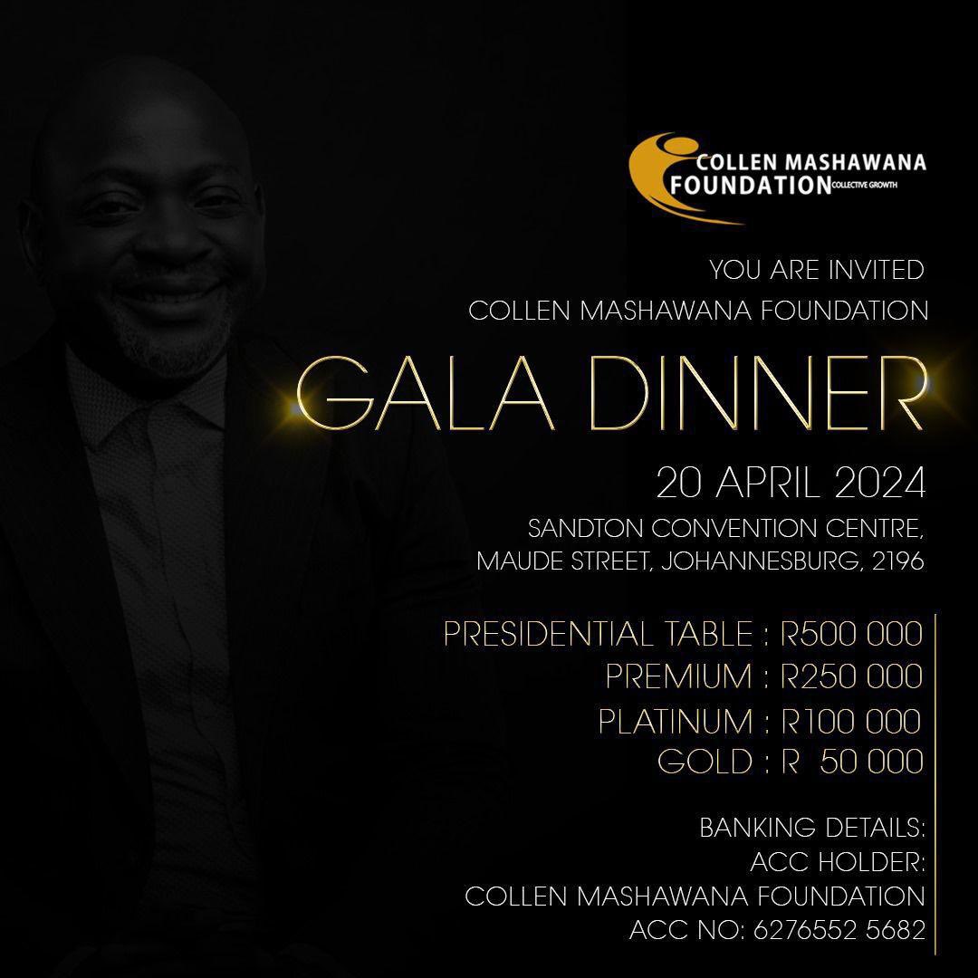 Unlock a world of inspiration and impact! Secure your spot at @CollenMashFound's 12th-anniversary celebration for just R6000. Don't miss out on this unforgettable experience! #CMFturns12