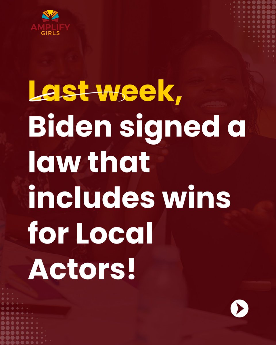 A win for local organizations! President Biden signed a law that makes it easier for USAID to distribute more of its budget to local organizations across the world. Currently, US aid spending goes largely to a small group of very big contractors. 1/3 #AMPLIFYHer