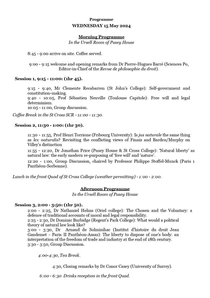 Notre premier colloque, consacré à la Liberté et au Droit naturel, se tiendra à Oxford. Les actes feront l'objet d'une publication.
Programme ci-dessous.