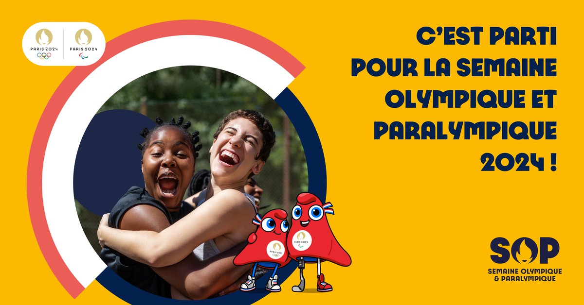 #SOP2024 | La 8ème édition de la Semaine Olympique et Paralympique est lancée ! 🏅 Du 2 au 6 avril 2024, mobilisons la communauté éducative autour des valeurs citoyennes et sportives sur l’ensemble du territoire français et dans le réseau des établissements français à l’étranger.