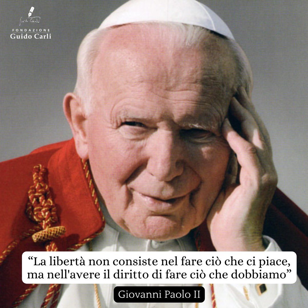 🕊 19 anni fa ci lasciava Papa Giovanni Paolo II. Il suo impegno per la pace e la giustizia sociale continuerà a ispirare il lavoro della Fondazione Guido Carli e a guidare le generazioni future. #PapaGivoanniPaoloII #SanGiovanniPaoloII #Forza #Tenacia #Impegno #Pace