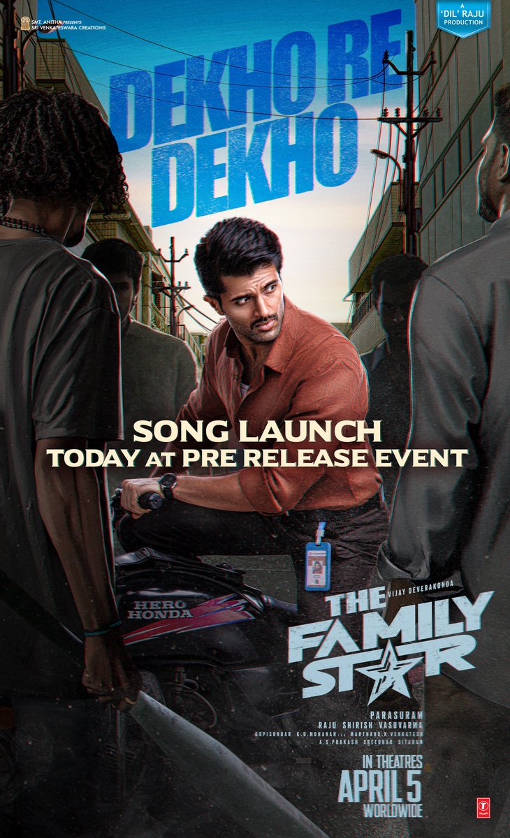 A catchy song that describes the FAMILY STAR 🌟 #DekhoreDekho song launch today at #TheFamilyStar pre-release event ❤‍🔥 #TheFamilyStar Grand release worldwide on April 5th ❤‍🔥 Book your tickets now! 🎟️ bit.ly/TheFamilyStarT… #TheFamilyStarOnApril5th @TheDeverakonda…