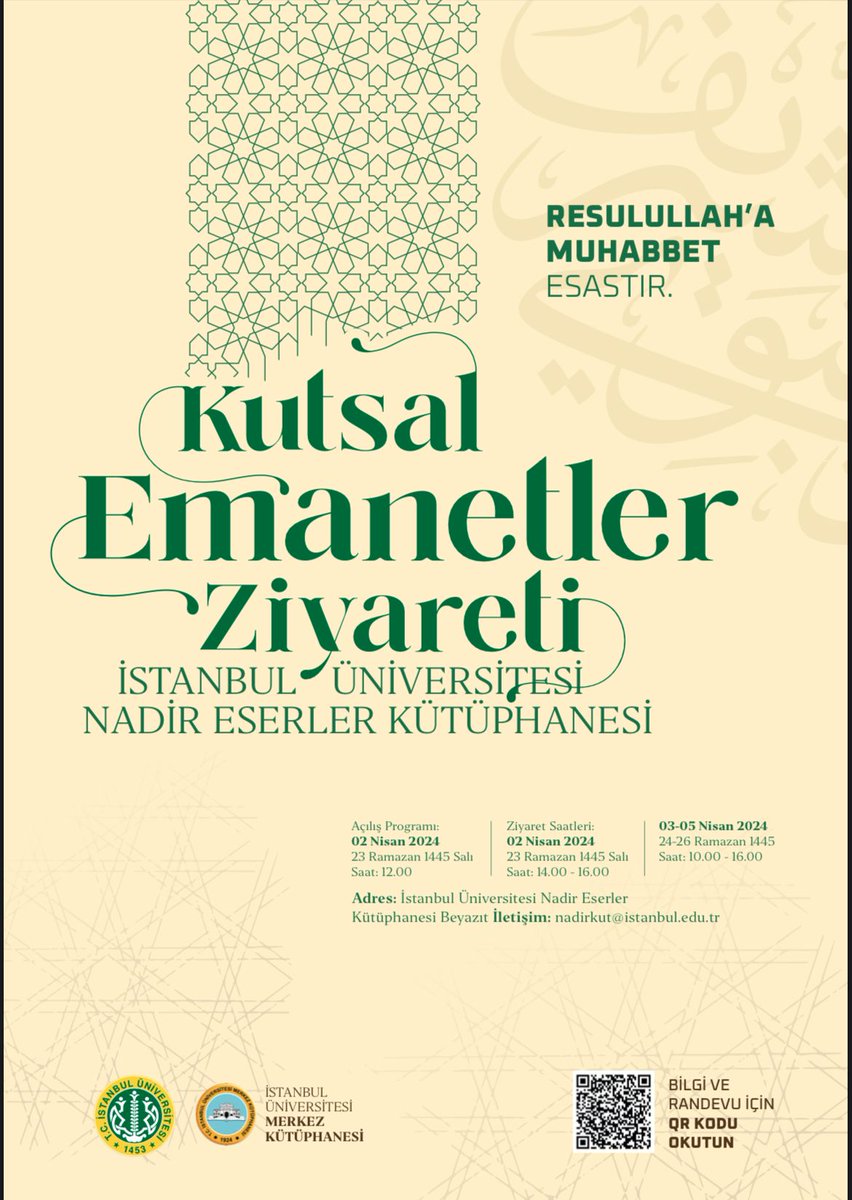 İstanbul Üniversitesi Nadir Eserler Kütüphanesi Kutsal Emanetleri ziyarete açılıyor...