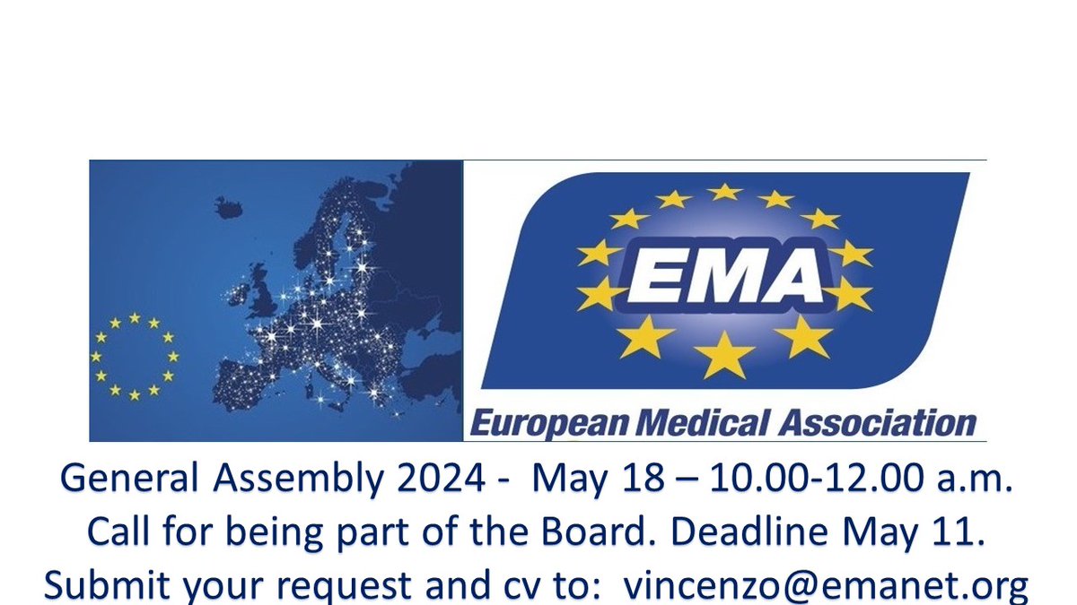 Dear Members.
We are pleased to invite you to the EMA General Assembly 2024 - May 18 – 10.00-12.00 a.m.
Personal invitations and link to Teams will be sent in advance.
If interested, please submit your request and cv for being part of the Board to:  vincenzo@emanet.org