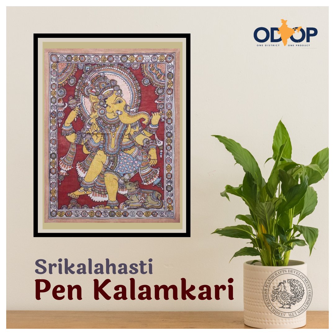 Discover the timeless artistry of Pen Kalamkari from Tirupati District, Andhra Pradesh – where intricate designs meet traditional craftsmanship. It is also part of the One District One Product initiative. #penkalamkari #srikalahasti #LepakshiHandiCrafts