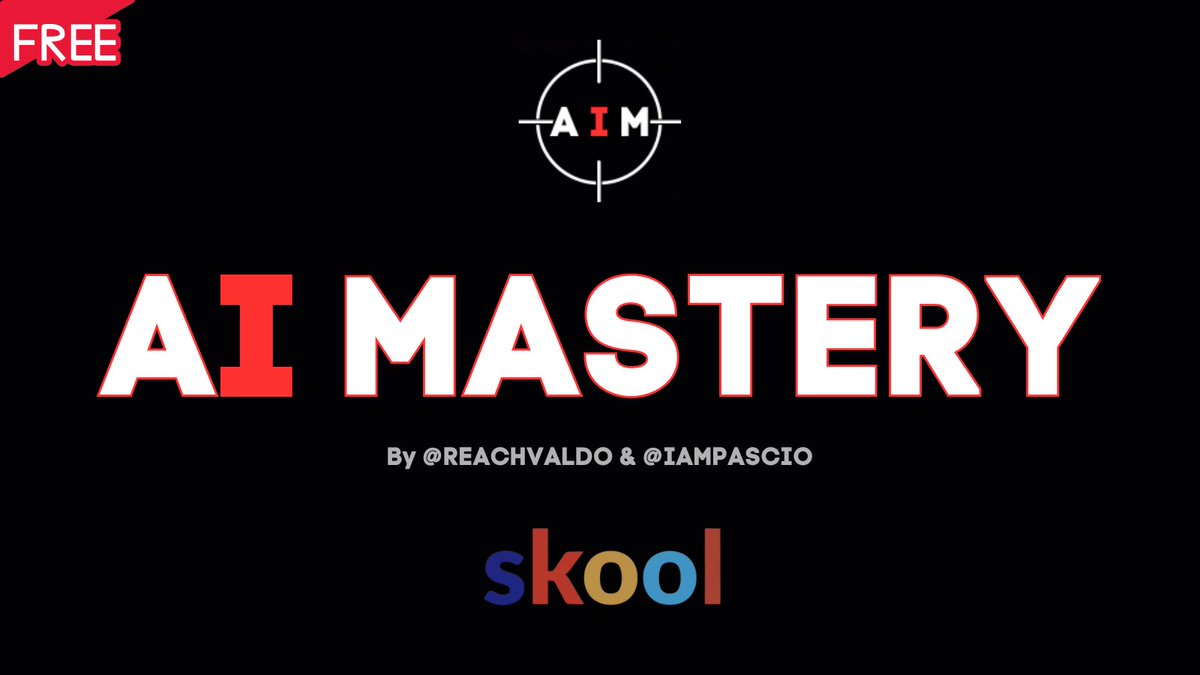 AI is the #1 skill you can learn in 2024. So @Iampascio and I are launching an AI community on Skool. It's going to cost $97/month post launch. But for the next 24hrs It's FREE to join. To gain lifetime access simply: • Like • Reply 'Skool' • Follow me (to get auto DM)