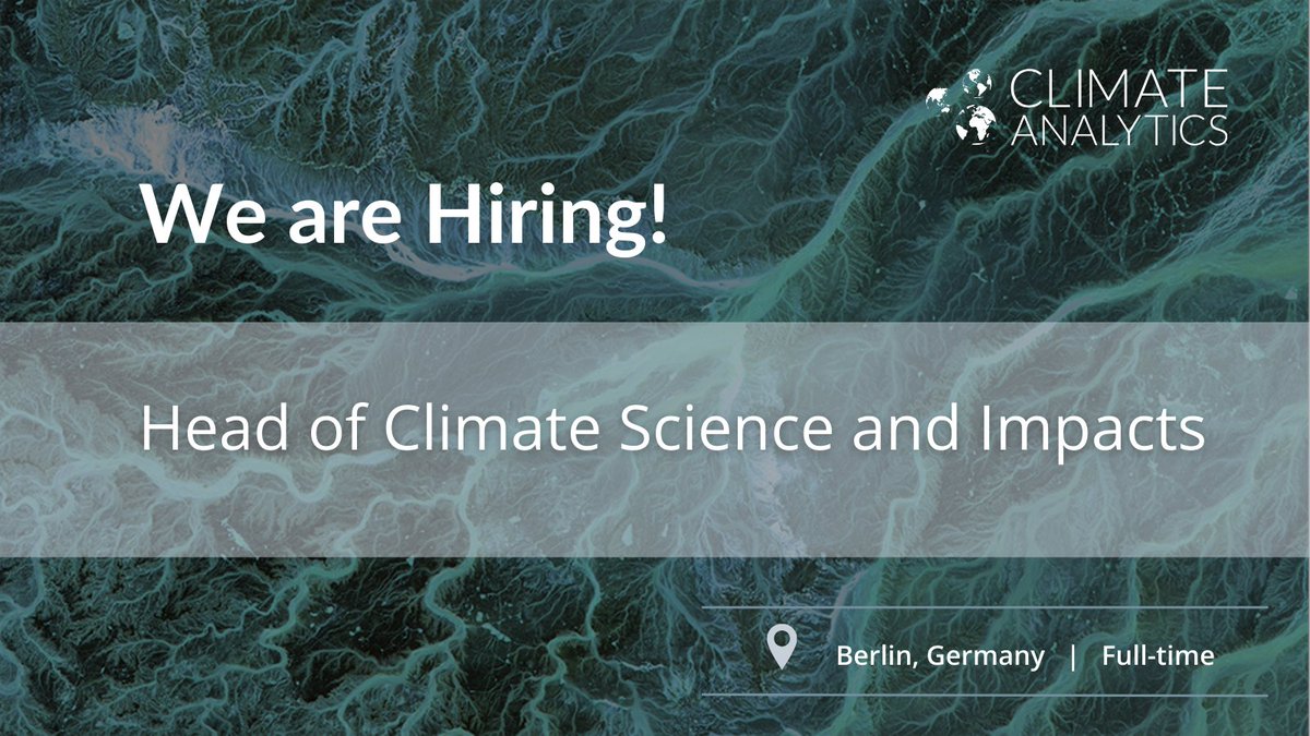 📢 We're #hiring a new Head of Climate Science and Impacts!🌍 We're looking for someone to provide leadership and direction for a global team working on climate change impacts, risks and adaptation needs. Apply here:👇 climate.jobs.personio.com/job/1461243?la…