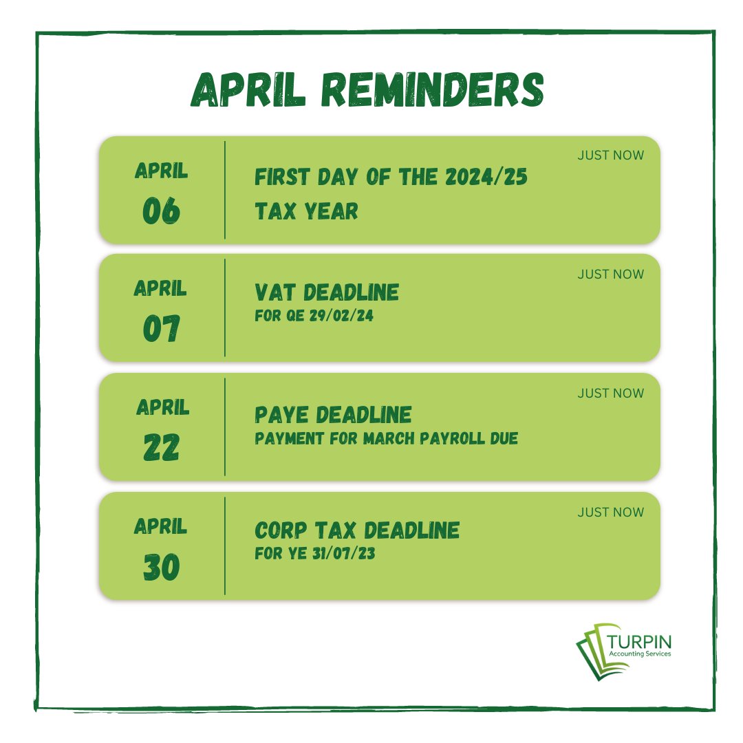 📆✨ April Reminders✨📊 Whether you're a business owner, accountant, or financial professional, mark your calendars for these key dates. Need assistance? Our team is here to help. #Accounting #FinancialPlanning #AprilReminders 💼📊