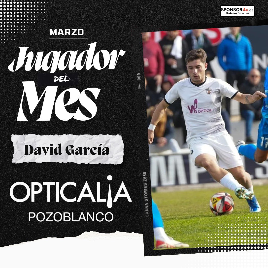 🏆 𝗝𝗨𝗚𝗔𝗗𝗢𝗥 𝗗𝗘𝗟 𝗠𝗘𝗦 

🌟 ¡David García  se convierte en el jugador @opticalia_pozoblanco del mes de marzo!
 
👏 ¡Enhorabuena David!

👏👓 Gracias a #OpticaliaPozoblanco por apoyar nuestro éxito en el campo. 

#JugadorDelMes #CDPozoblanco #OpticaliaPozoblanco