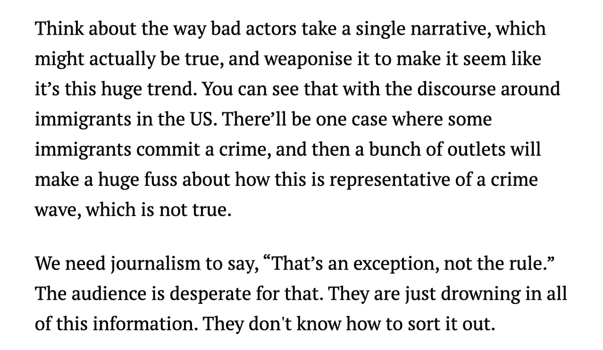 This is a really good point about how social media has changed how we all get information and journalism's role within that. The role of journalist as 'sensemaker' is more important than ever, but doing that without the appearance of bias is harder reutersinstitute.politics.ox.ac.uk/news/julia-ang…