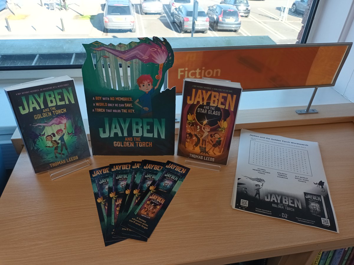 A new 'Fantasy' display in the children's area, with many thanks to @HachetteSchools, @Thomasleedsbooks and @readingagency for the #Jayben goodies.