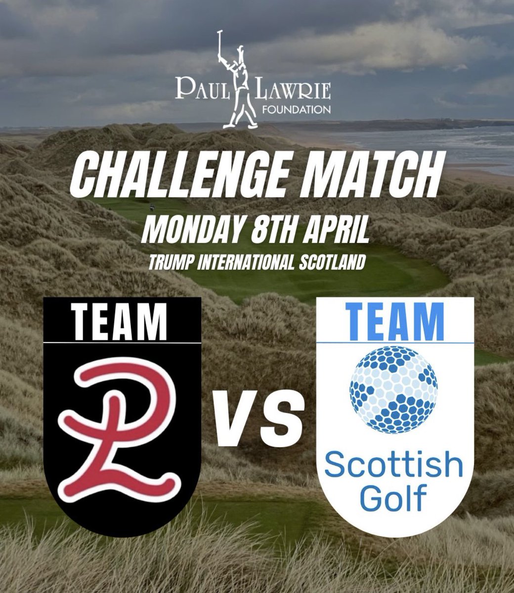 Paul Lawrie Foundation Challenge Match 🏆 🏌️‍♂️ 8 Professionals vs 8 Elite Amateurs ⛳️ @TrumpScotland 📆 Monday 8th April Teams will be announced tomorrow 👀