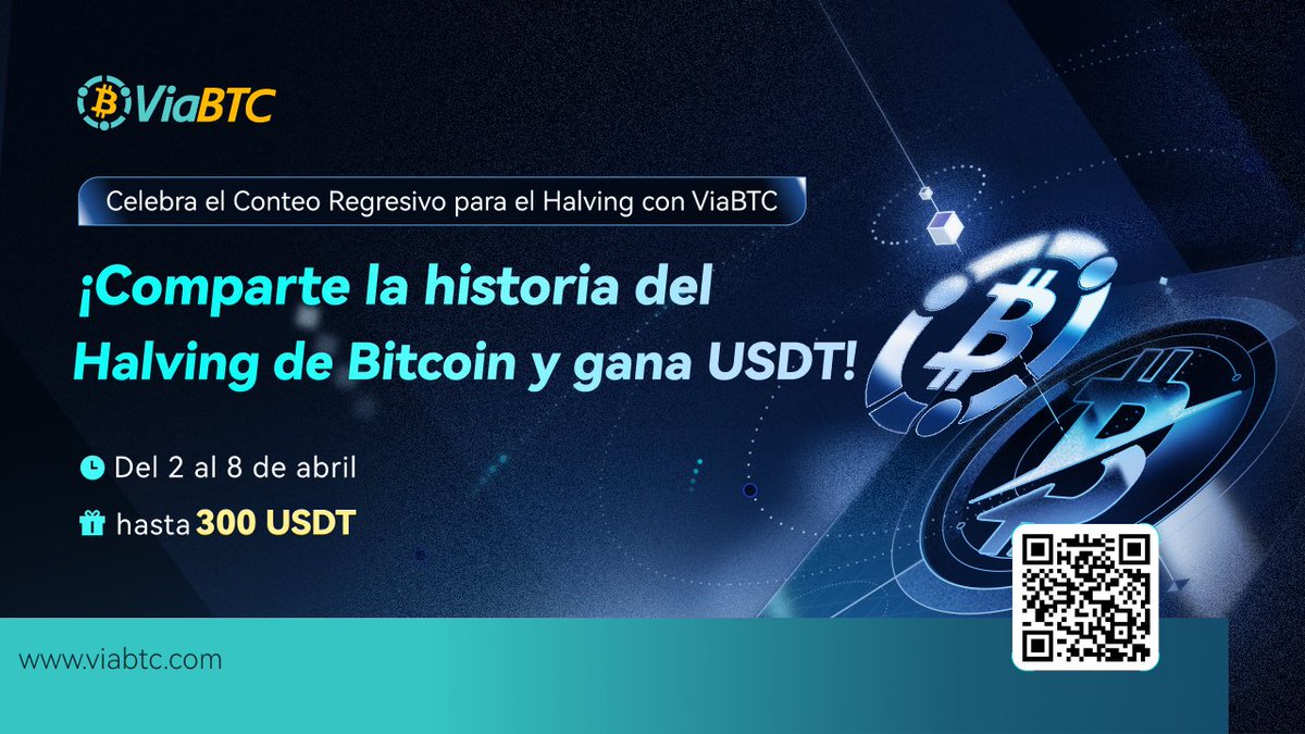 🗣️¡Celebra el próximo Halving de Bitcoin con #ViaBTC! Participa en nuestro evento de compartición en X. Simplemente comparte esta página viabtc.com/s/caEB con el hashtag #ViaBTCHalving y menciona a @ViaBTC_Spanish . ⏰ Fecha: 2024-4-2 → 2024-4-8 💰Premio total：300…
