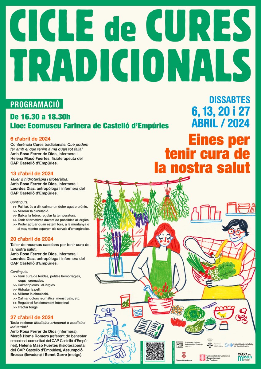 El mes d’abril l’Ecomuseu Farinera el dedica a les cures tradicionals a través d’un cicle de xerrades i tallers. Apunteu-vos!!!
👉tuit.cat/qgeAe
#ecomuseufarinera #castellodempuries #empuriabrava #emporda #badiaderoses #salut #ciclecurestradicionals #benestar #XMCG