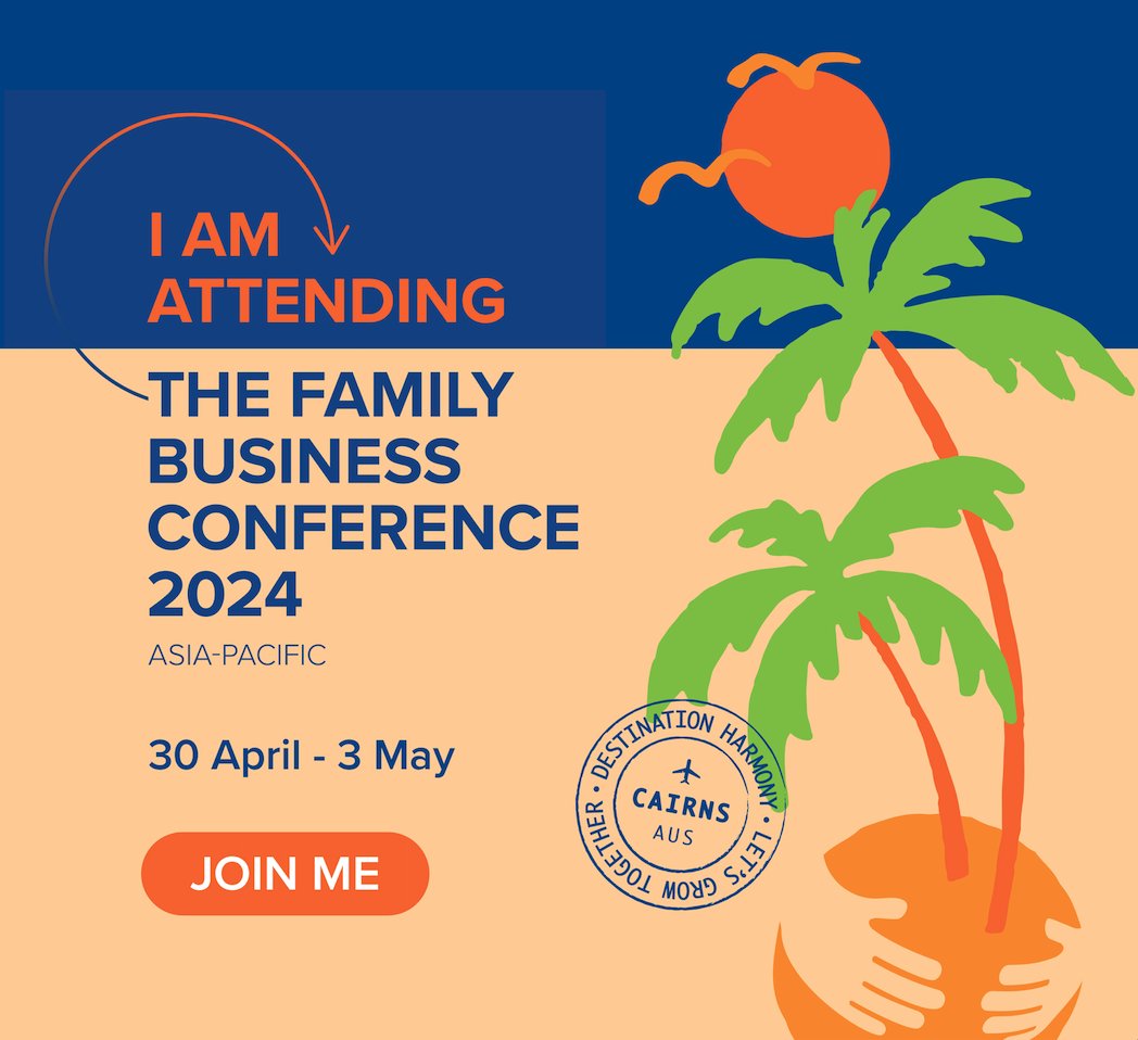 I am attending the Family Business Conference 2024: Asia Pacific.

Join me and the family business community in Cairns, 30 April - 3 May, for what promises to be a memorable event.

For more information and to register: 

pecbookings.eventsair.com/2024fbc

#TFBC24 #FamilyBusiness #FBA