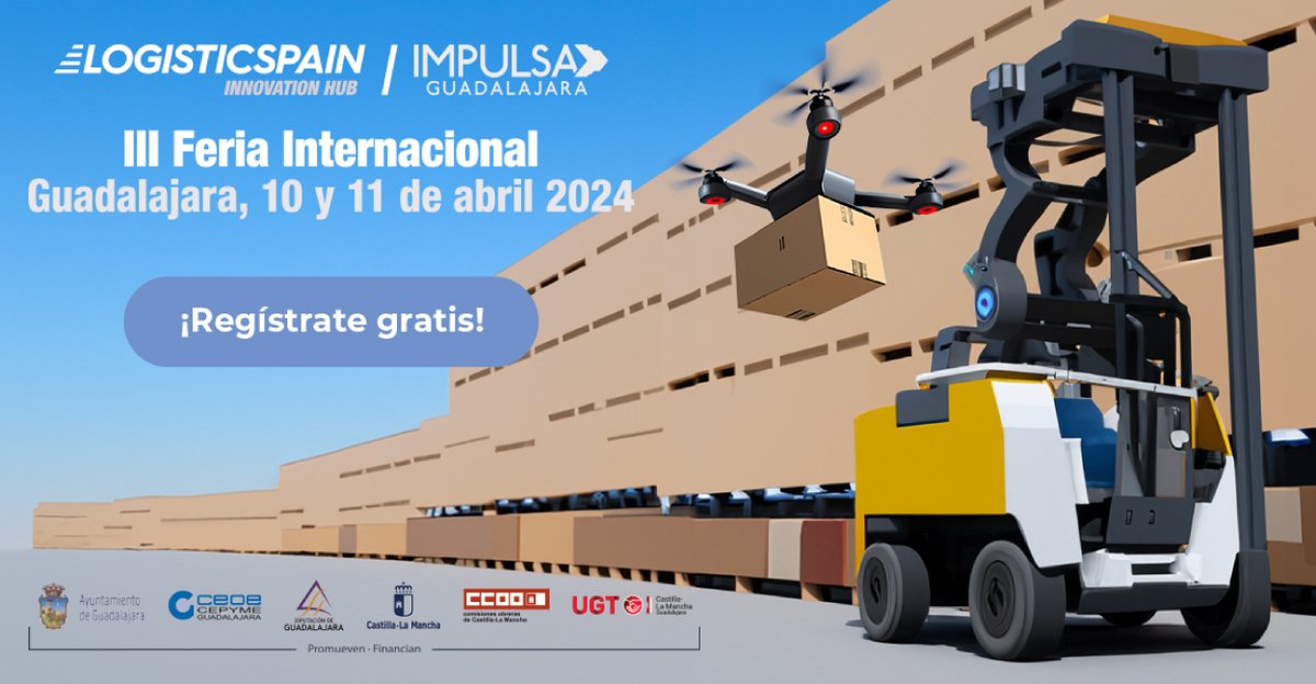 ImpulsaGu's tweet photo. 🔊🚚🚃⛴✈️📦Visita #LogisticsSpain 

🏟️III Feria Internacional de la Logística y el Transporte
🗓️10 y 11 de abril
📍Guadalajara

📲Información y registro gratuito en https://t.co/Us3MD7cETP

@EconomiaCLM @GuadalajaraAyto @dipuguadalajara @CEOEGuadalajara https://t.co/OqfKHmSNFZ
