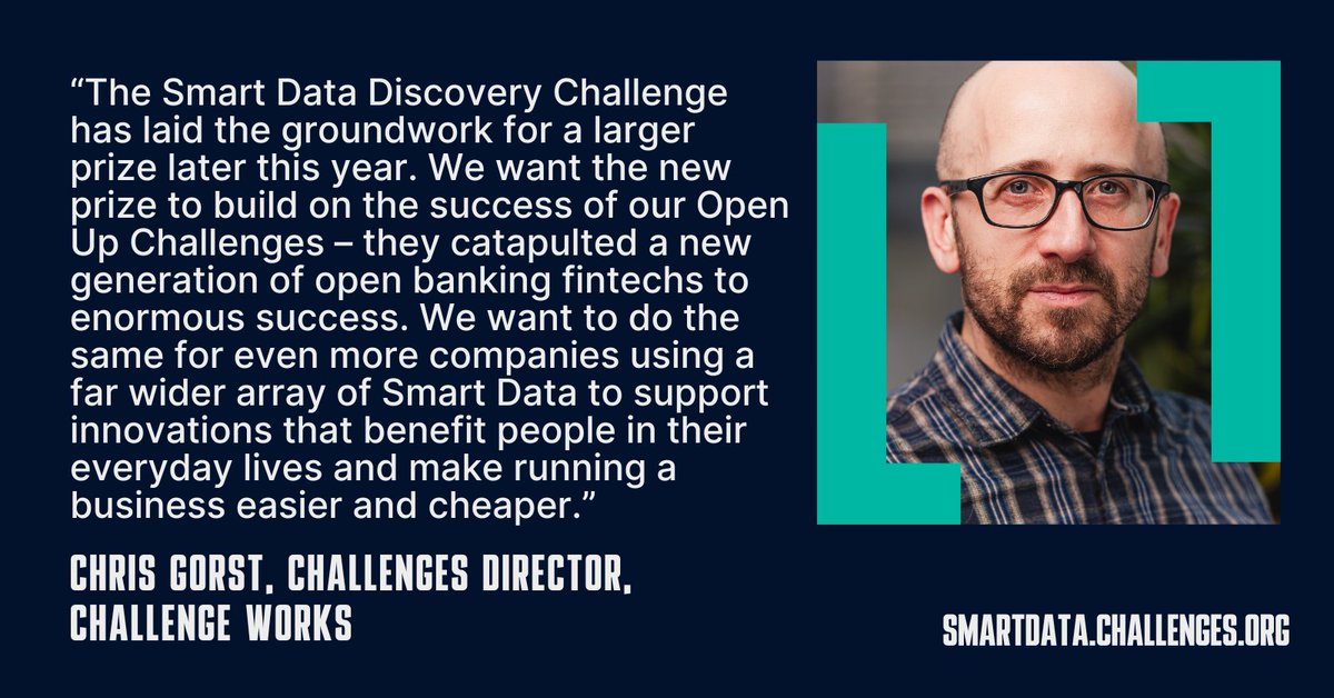 We're excited to be launching a £750,000 Smart Data challenge prize later on this year, based on the success of the Smart Data Discovery Challenge. Find out more about how the winners of this challenge: smartdata.challenges.org/news/announcin…