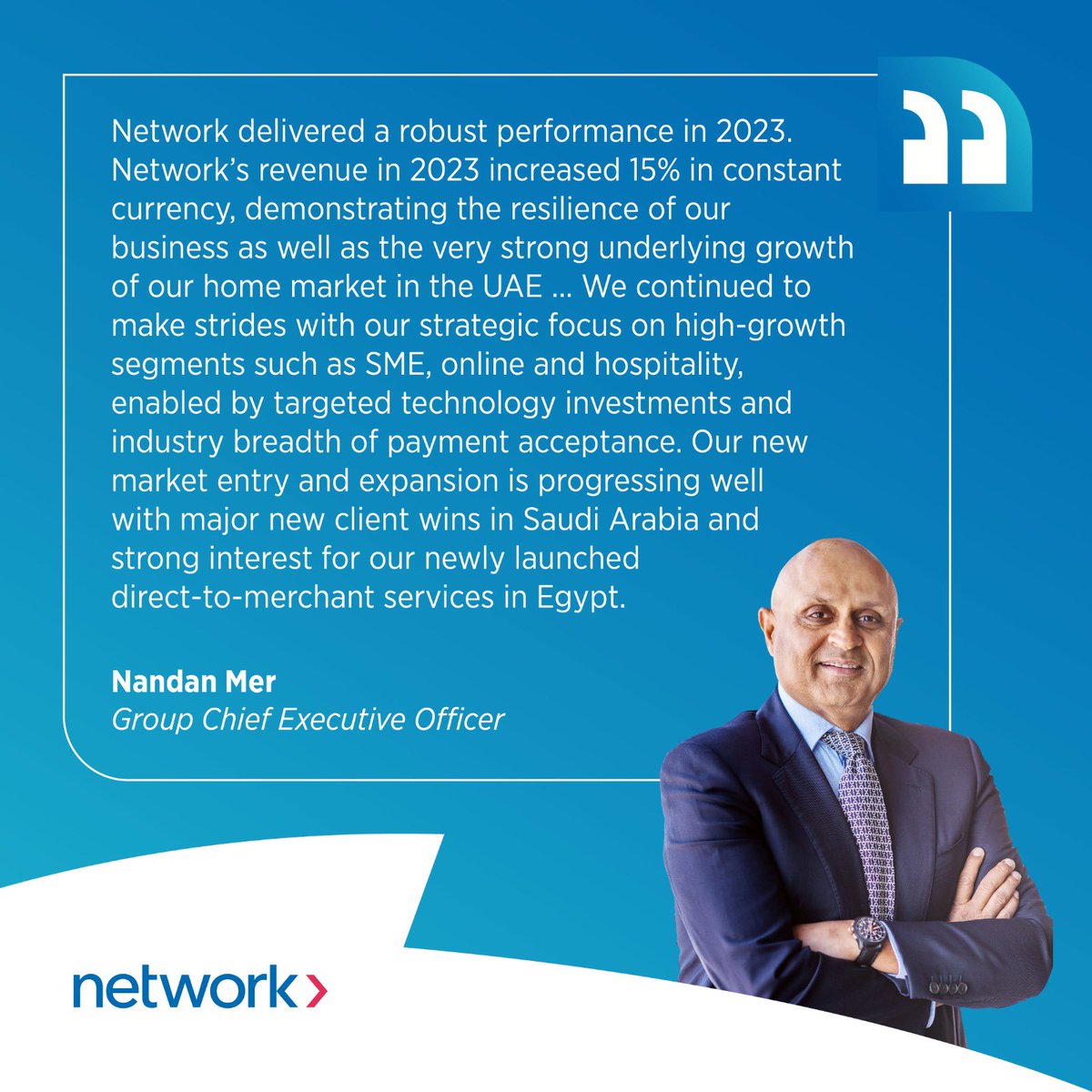 We are pleased to share our 2023 financial results, revealing a solid 15% constant currency revenue growth, marking a year of resilience and significant growth across our key markets in the Middle East and Africa. 

Read our full FY 2023 Results here: investors.networkinternational.ae/media/1552/net…