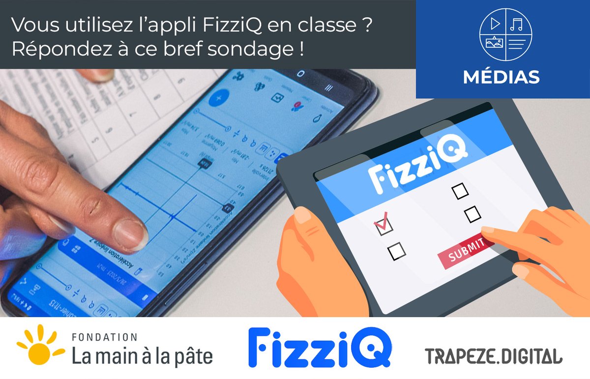 📱Vous utilisez l'application #FizziQ en classe ? Répondez à un rapide questionnaire en ligne afin de nous aider à améliorer l'offre de ressources pédagogiques associées ! ➡️tinyurl.com/4nr3r3vs - @fizziqlab