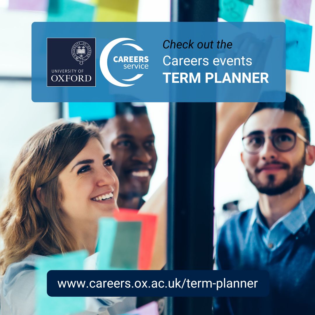 📢 The Trinity term planner is now live! careers.ox.ac.uk/term-planner Open to @UniofOxford students, researchers &alumni, our events cover ✔ career planning tips ✔ employment sector insights ✔ finding a job or internship ✔ further study options ✔ application and interview advice