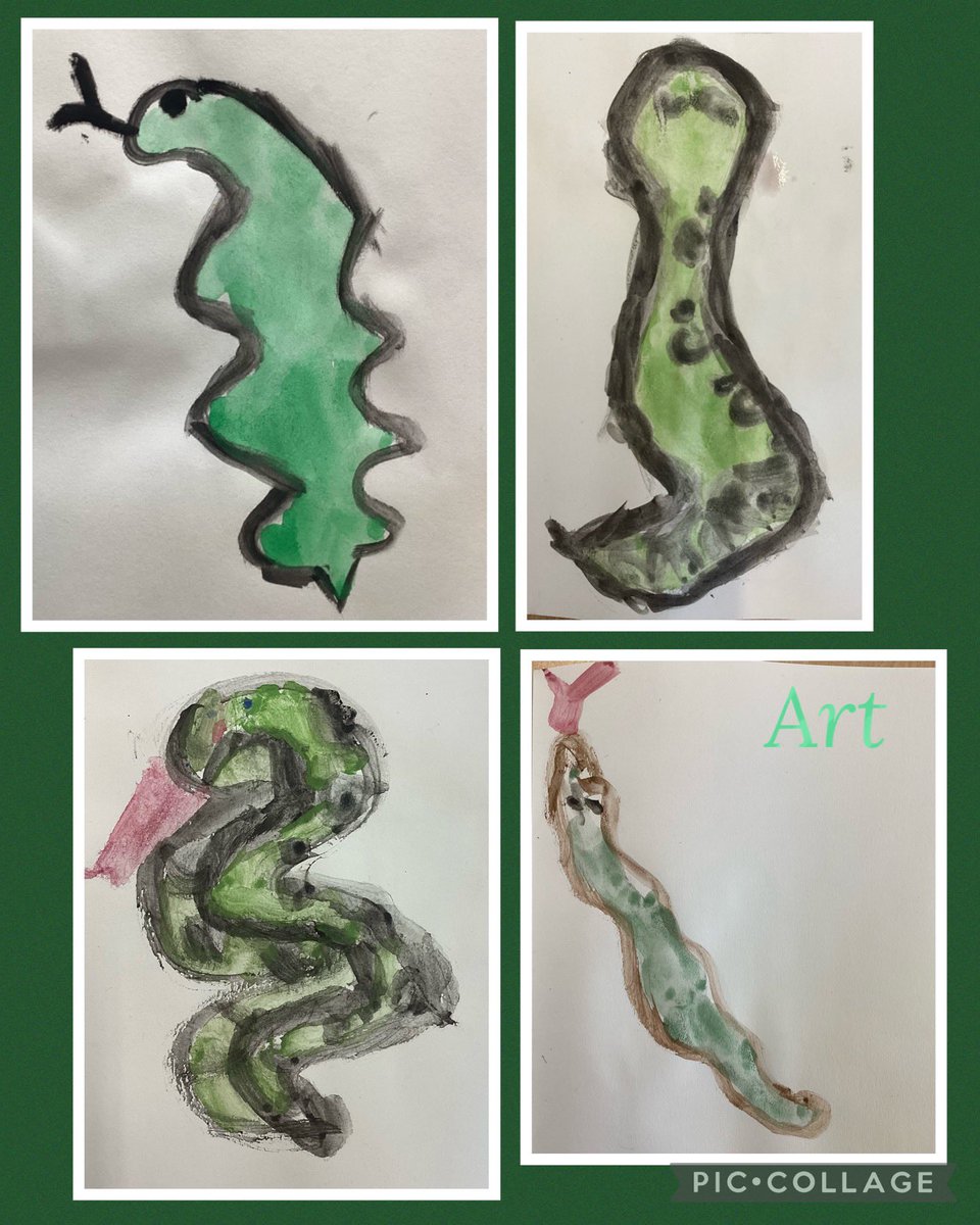 Check out these super snakes that #remarkablerobins painted using thin and thick lines with different brushes @NorbridgeArt