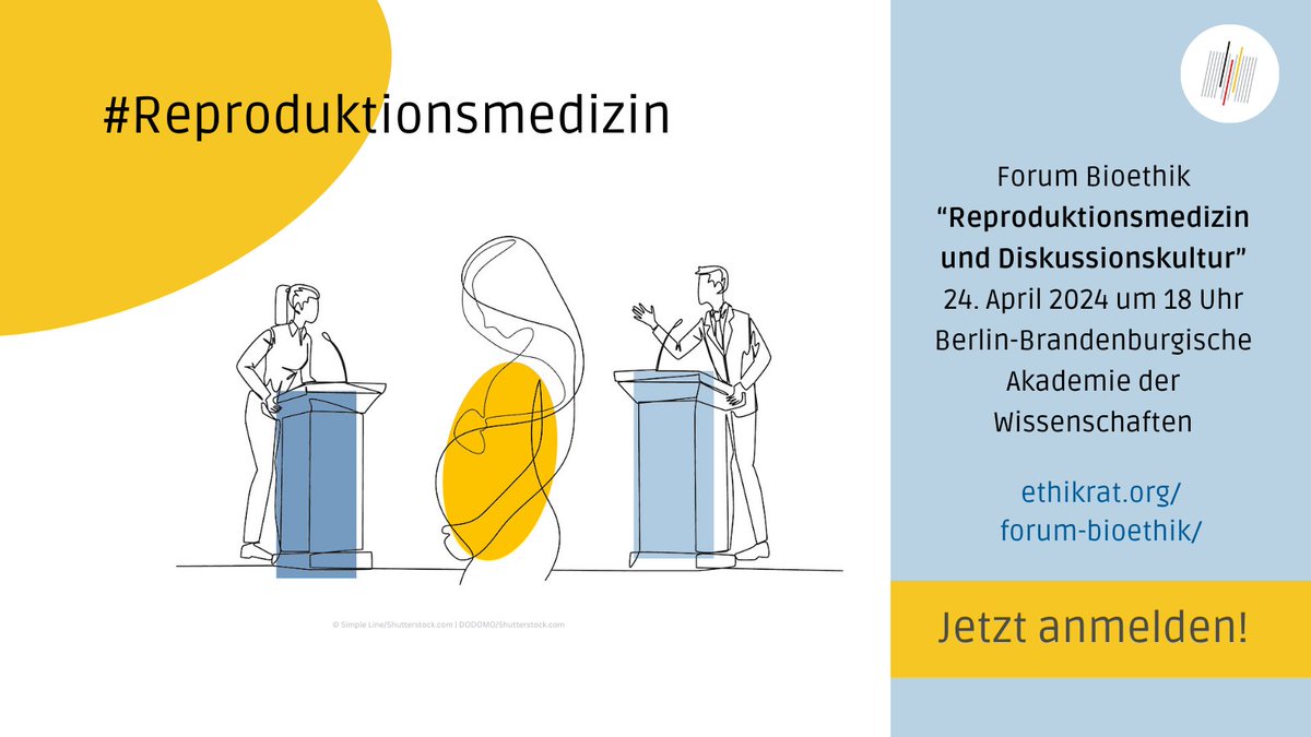 Werdet Teil einer spannenden Diskussion zur #Reproduktionsmedizin! Am 24.4. diskutieren @KlausHurrelmann und unsere Ratsmitglieder mit euch von 18 bis 20:30 Uhr über #Polarisierung und gelingende Diskurse. Noch sind Plätze frei! Anmeldung unter: ethikrat.org/forum-bioethik…