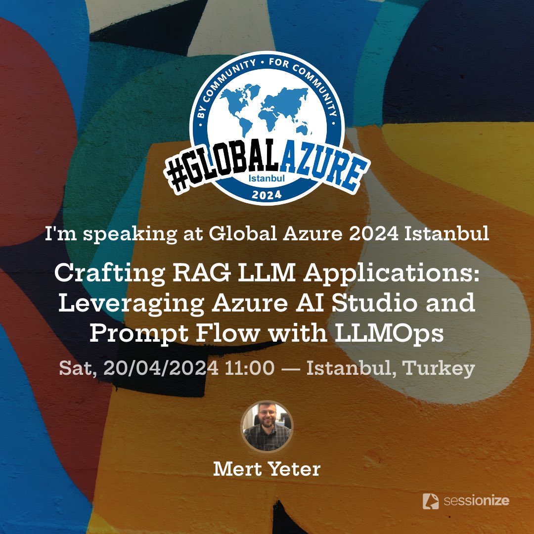 m3rtyeter's tweet image. 🚀 I&apos;ll be speaking at @GlobalAzure 2024 Istanbul! Join me as we dive into the fascinating world of #PromptFlow , #LLMOPS , and #AzureAIStudio . 

Let&apos;s explore the cutting-edge of #AI technology together! 

#GlobalAzure #GlobalAzureIstanbul #GlobalAzure2024 #Azure #mvpbuzz