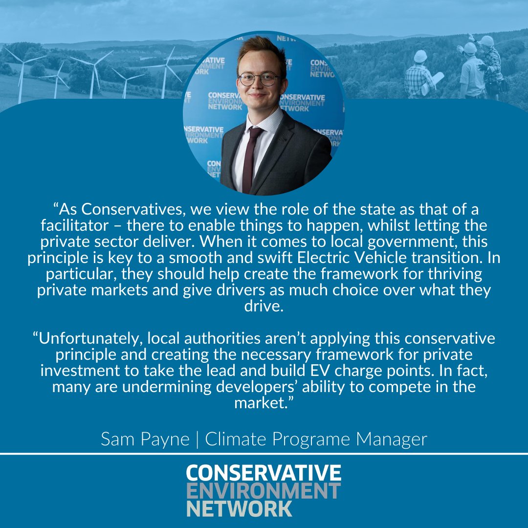 🗣️ 'Conservatives believe in wider choice. That should include switching to electric vehicles.' CEN's @SamFPayne outlines how councils can turbocharge new EV infrastructure. Read his article here: 👉 conservativehome.com/2024/04/02/sam…