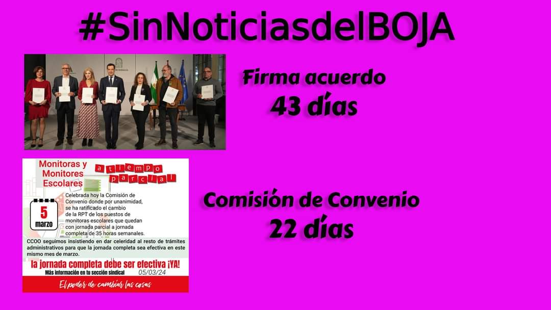 🗓️ Ya estamos en abril y se suman 6 días más #SinNoticiasdelBOJA y sin que se haga efectivo el acuerdo para acabar con la #Precariedad de #MonitorasEnLucha que siguen cobrando la mitad por el mismo trabajo
Este gobierno es de vergüenza
➕ HECHOS
➖ POSTUREO
<a href="/ja_nietob/">José Antonio Nieto</a>
