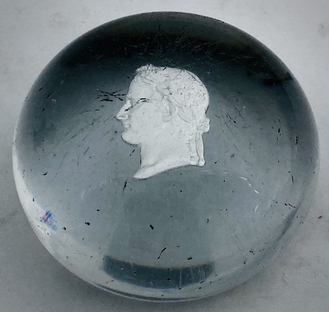 A Napoleon Bonaparte, as Emperor, 19th century sulphide and glass paperweight. #antiques #Napoleon
