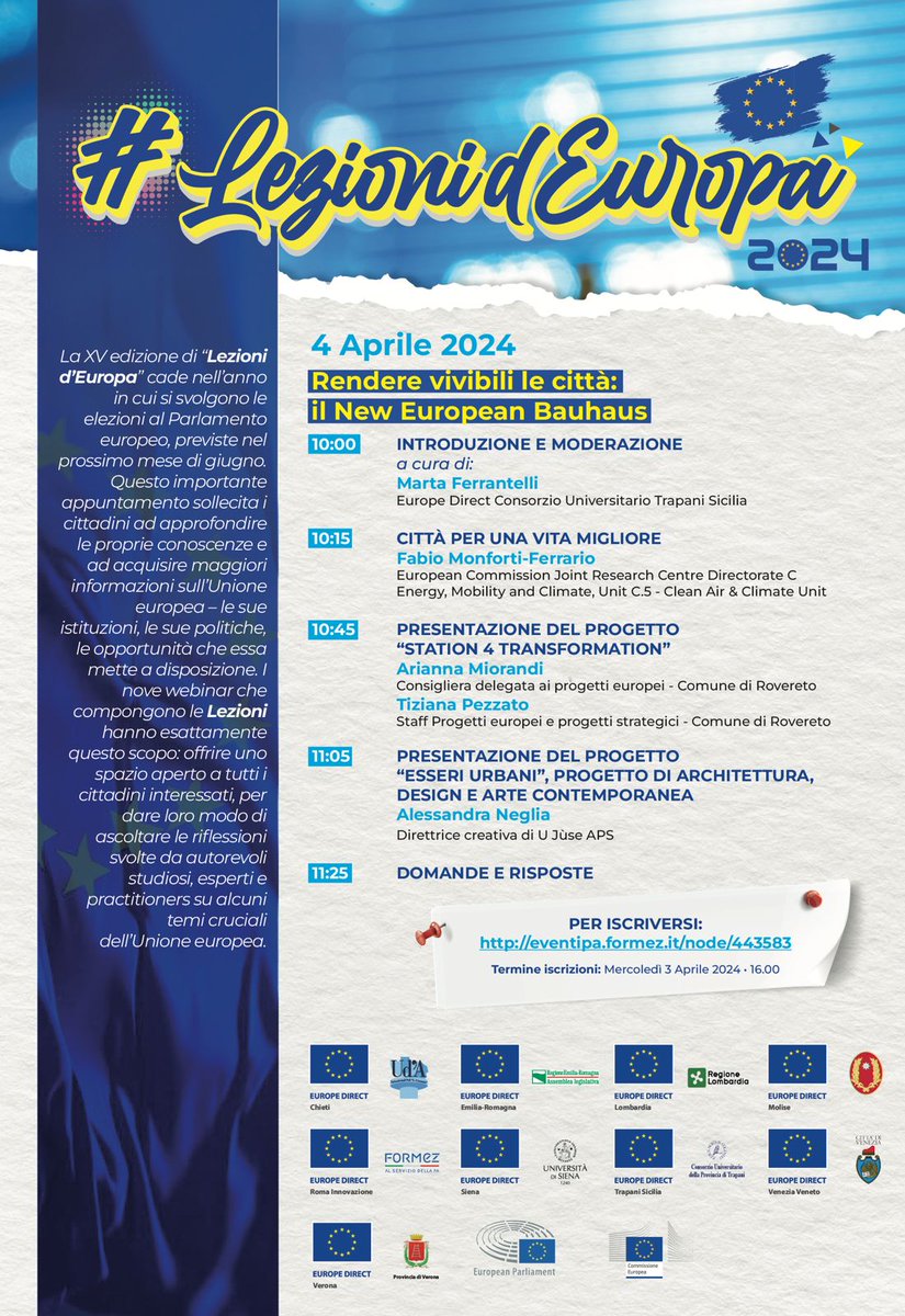 EuropeDirectCBa's tweet image. #LezionidEuropa2024 - 29/02/ ore 10.00
Segui con noi il #webinar dedicato al programma europeo CERV - per poter partecipare clikka 👉 rb.gy/6lnyow
Cos'è il Programma CERV? Tra le linee di finanziamento attivate dall’ 🇪🇺