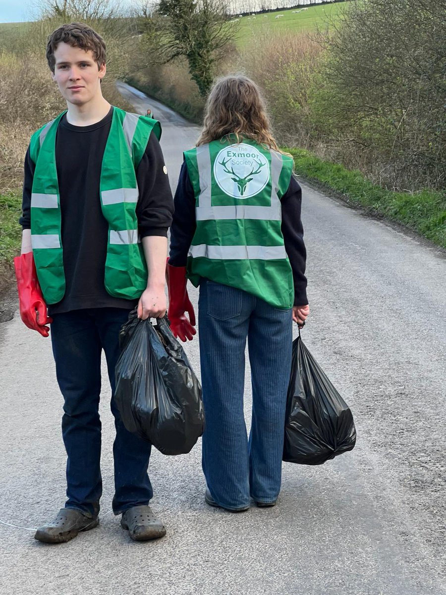 His and hers #Exmoor Society high vis jackets proudly modeled by our Easter litter pickers! #exmoorsociety #litterpick