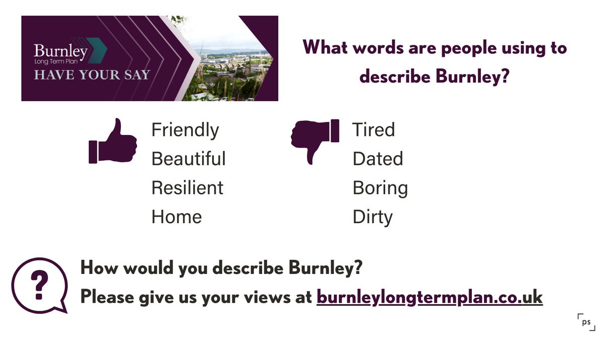 Have your say on Burnley's Long Term Plan - survey is open until 14th April.