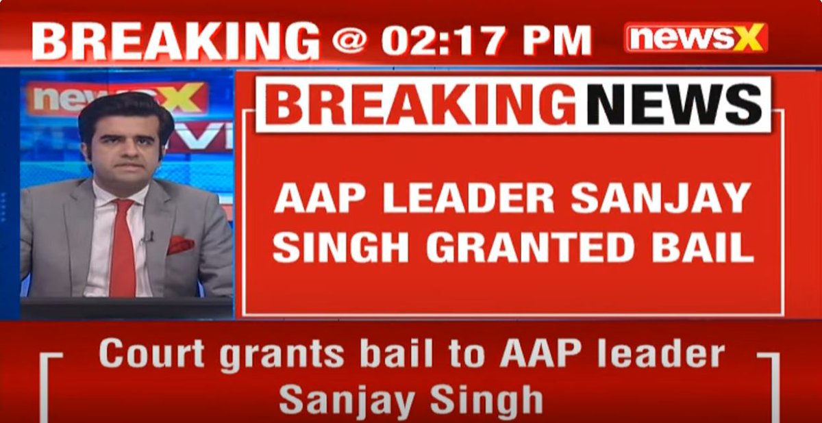 NewsX's tweet photo. #ReliefForAAP | The Supreme Court has granted bail to Aam Aadmi Party (AAP) leader Sanjay Singh in the Delhi liquor policy case after the Enforcement Directorate (ED) said his custody was no longer required.

Watch all the live updates at https://t.co/u51rYOP2ii with @UdayPratapSingh